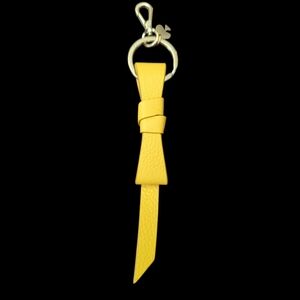 NWOT (#48) Kate Spade Elegant Yellow Leather Keychain In Signature Bow Shape